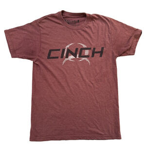 Cinch Shirt Mens Small Red Heather Graphic Logo Short Sleeve Western Rodeo Tee